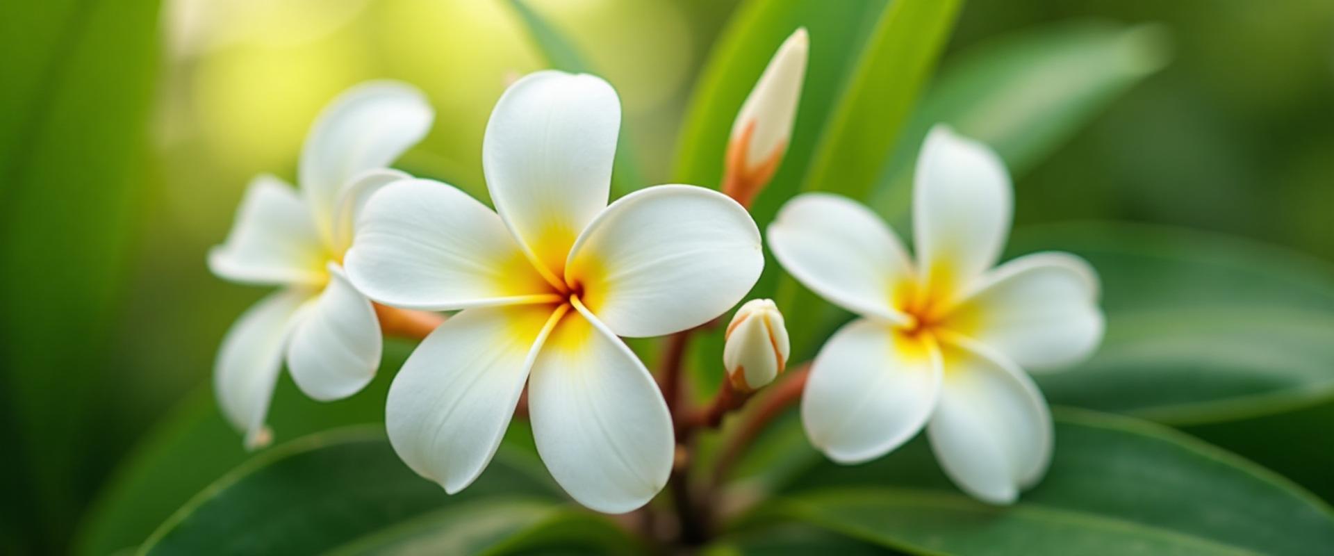 Piękne białe kwiaty plumerii symbolizujące pokój i odrodzenie